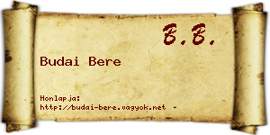 Budai Bere névjegykártya